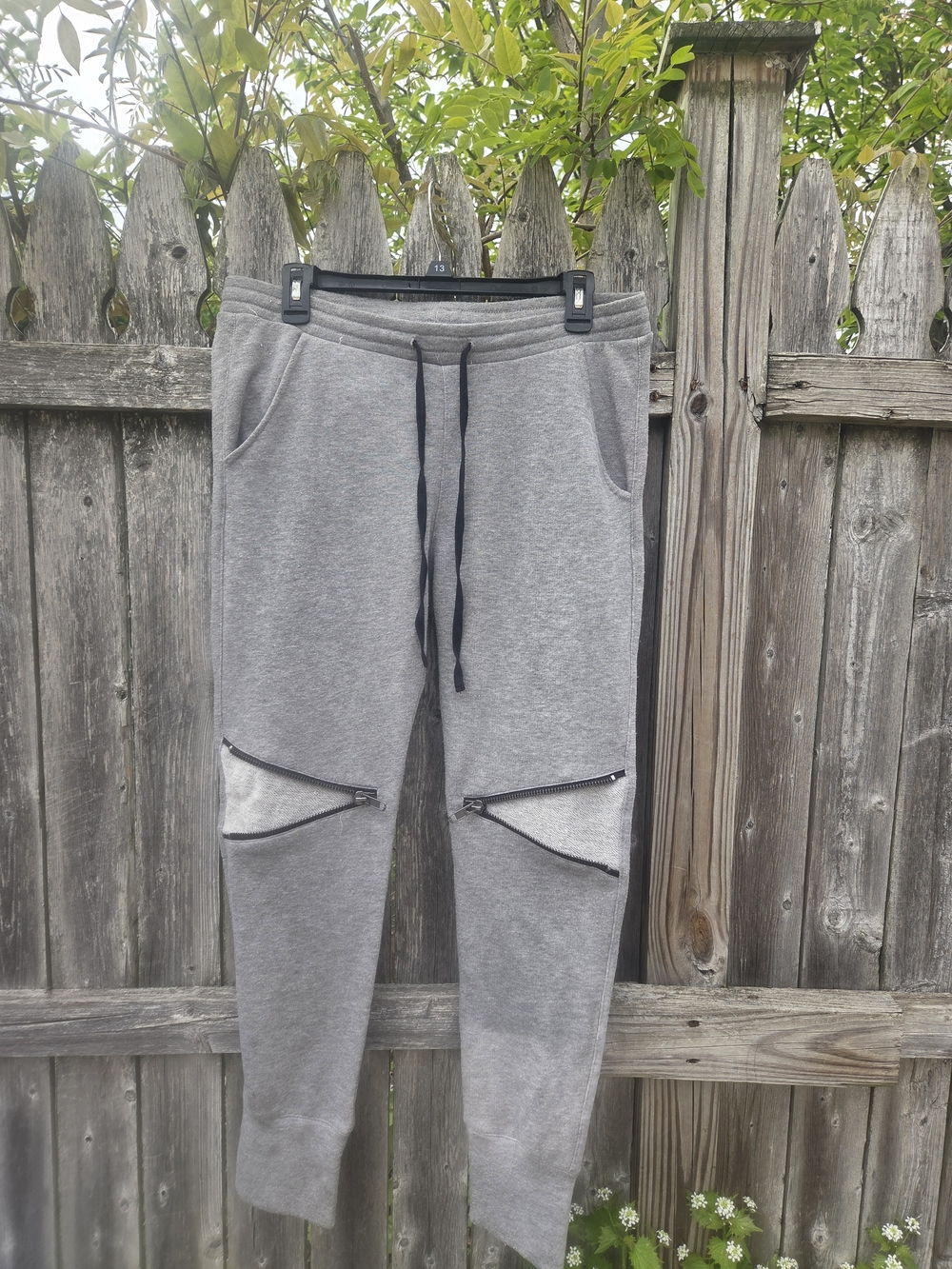 Men's Grey Jogger Sweatpants with Zipper Details